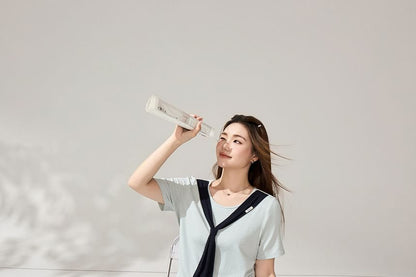 Tie-Neck Tee and Midi A-Line Skirt Set