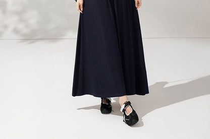 Tie-Neck Tee and Midi A-Line Skirt Set