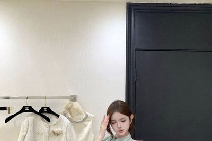 Sleeveless Tie Neck Plain Gathered Top / Camisole Top / High Waist Plain Pleated Peplum Mini Pencil Skirt / Set