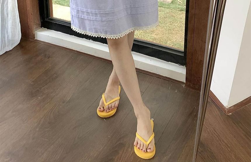 Elastic Waist Striped Lace Trim A-Line Skirt