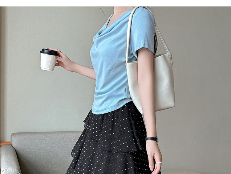 High Waist Dotted Tiered Maxi A-Line Skirt