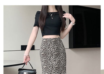 High Waist Leopard Print Maxi Mermaid Skirt