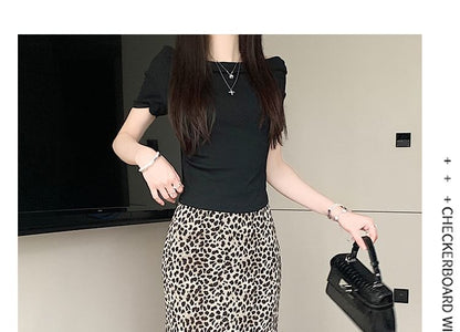 High Waist Leopard Print Maxi Mermaid Skirt