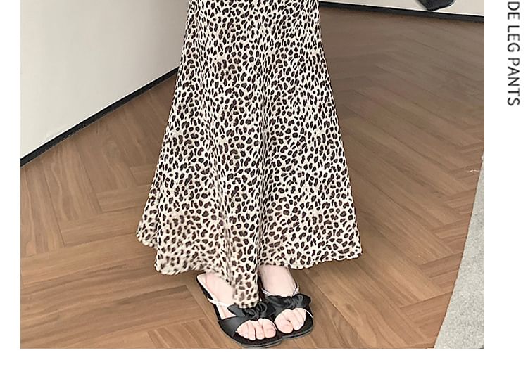 High Waist Leopard Print Maxi Mermaid Skirt