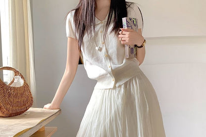 High Waist Plain Mesh Maxi A-Line Skirt