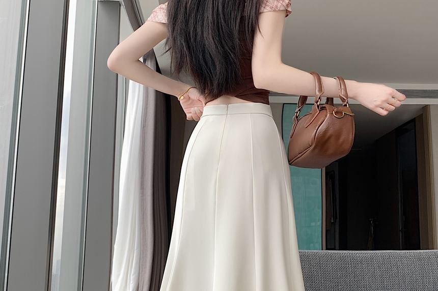 High Waist Plain Midi Mermaid Skirt
