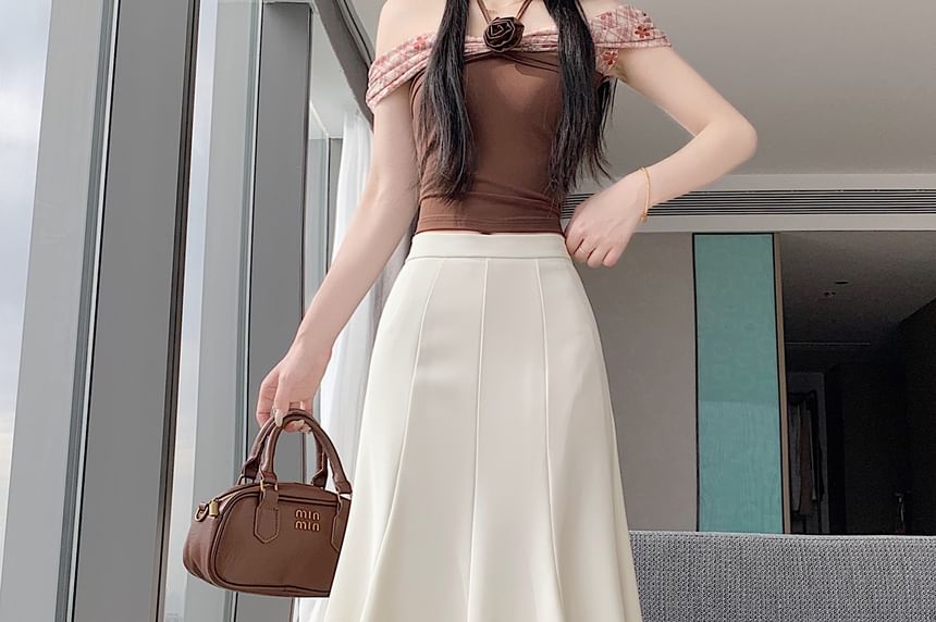 High Waist Plain Midi Mermaid Skirt