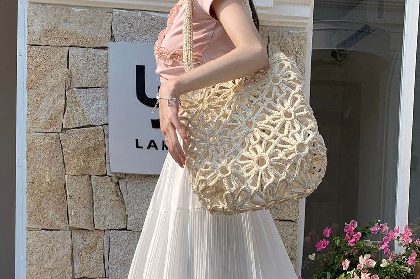 High Waist Plain Accordion Pleated Maxi A-Line Skirt
