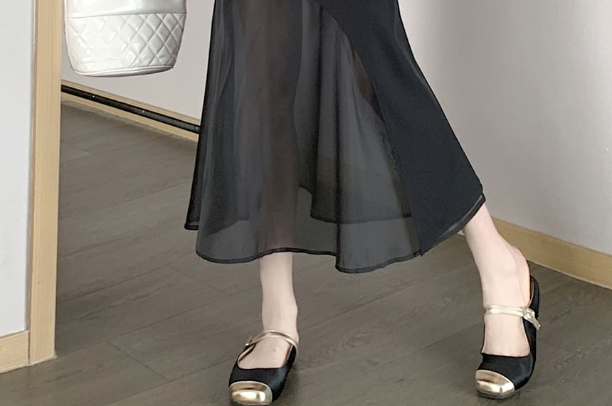 High Waist Asymmetrical Mesh Panel Midi Mermaid Skirt