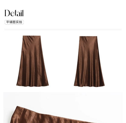 Mid Rise Plain Maxi A-Line Skirt
