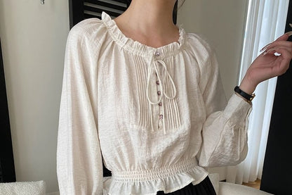 Elastic Waist Plain Ruffle Mini A-Line Skirt