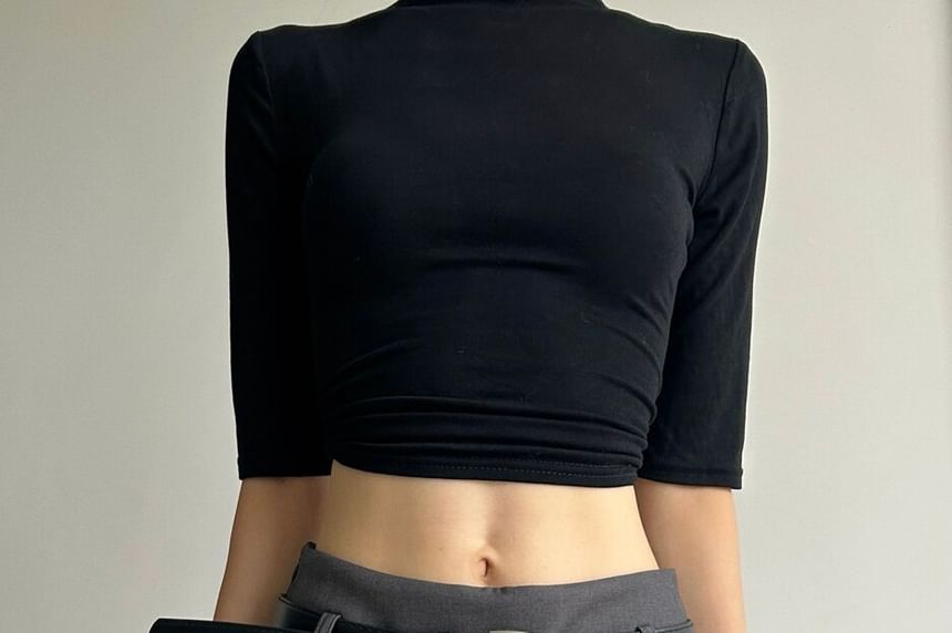 Set: Mid Rise Plain Mini Pencil Skirt + Belt