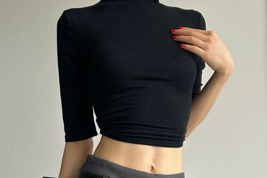 Set: Mid Rise Plain Mini Pencil Skirt + Belt