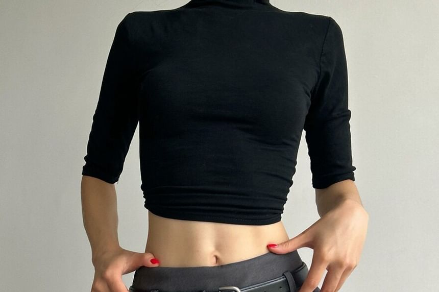 Set: Mid Rise Plain Mini Pencil Skirt + Belt