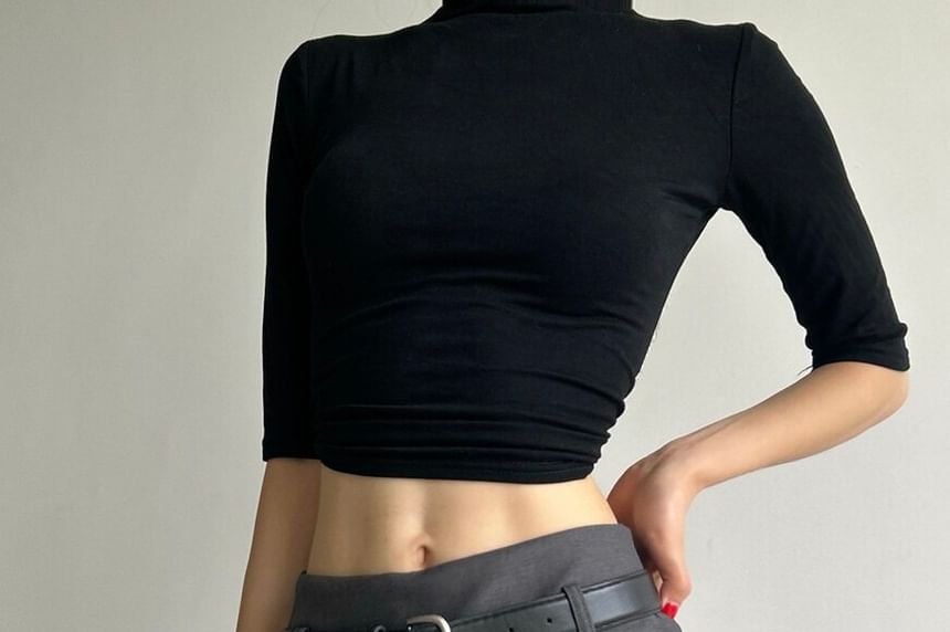 Set: Mid Rise Plain Mini Pencil Skirt + Belt