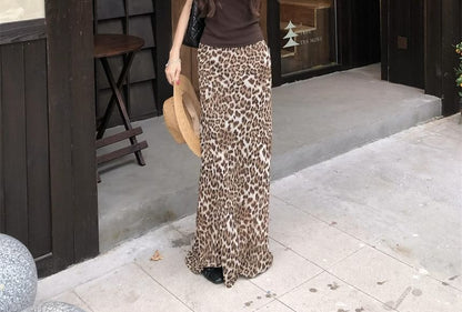 Mid Rise Leopard Print A-Line Skirt (Various Designs)