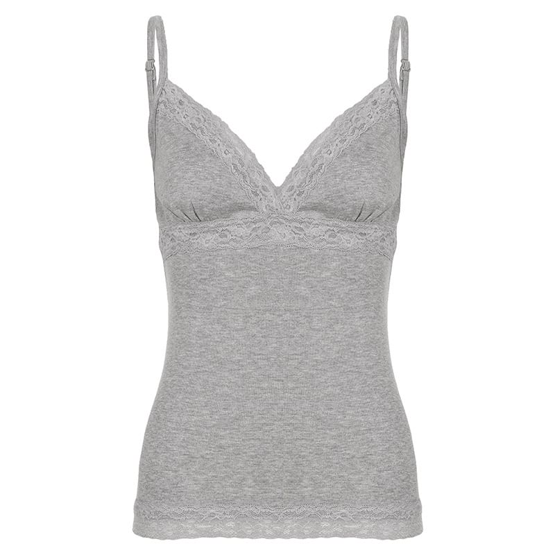 Lace-Trim Slim-Fit V-Neck Camisole Top