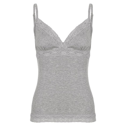 Lace-Trim Slim-Fit V-Neck Camisole Top