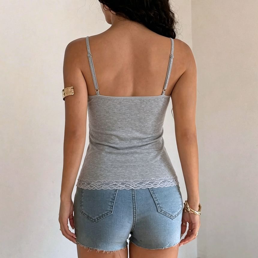 Lace-Trim Slim-Fit V-Neck Camisole Top