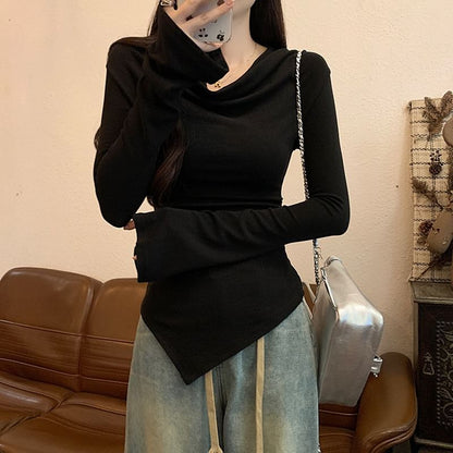 Flared Sleeve Asymmetrical Off Shoulder Top