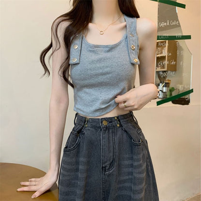 Scoop Neck Solid Tank Top