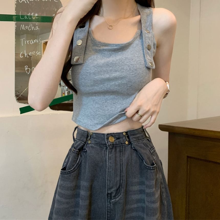 Scoop Neck Solid Tank Top