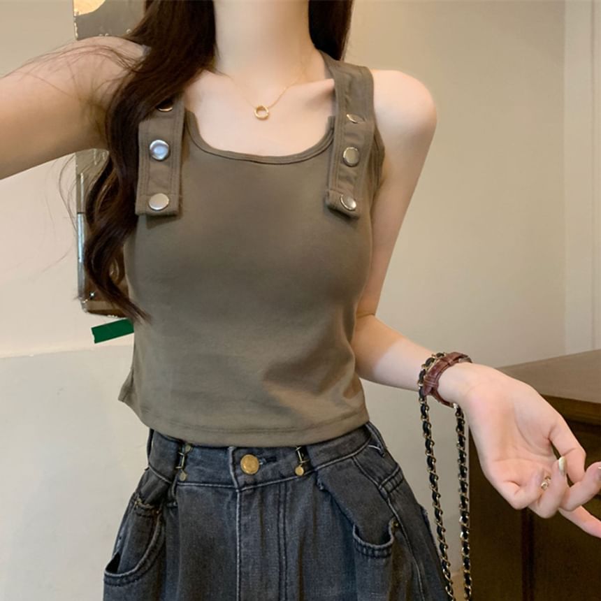 Scoop Neck Solid Tank Top