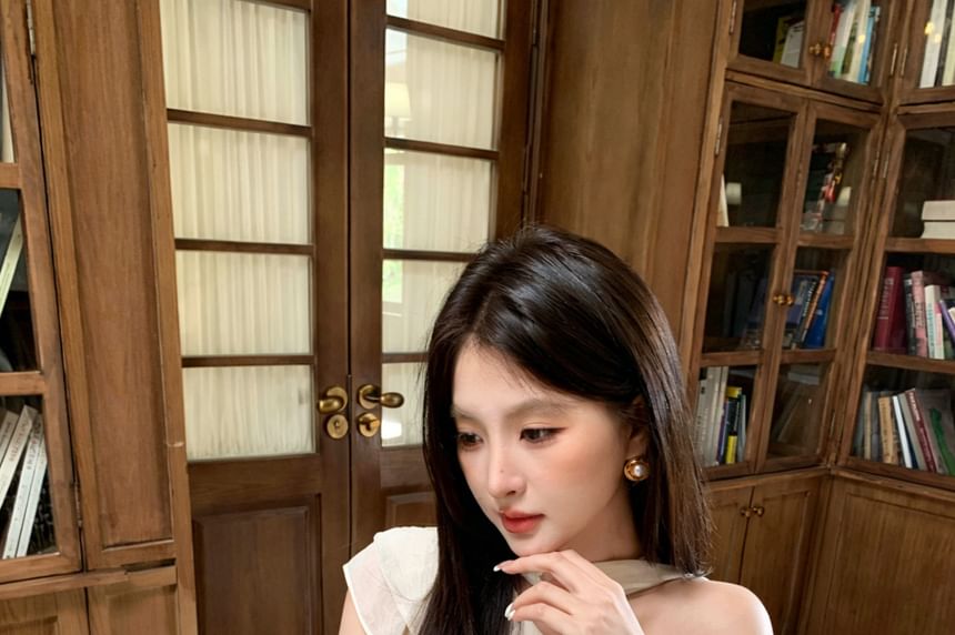 One Shoulder Ruffle Asymmetrical Solid Blouse