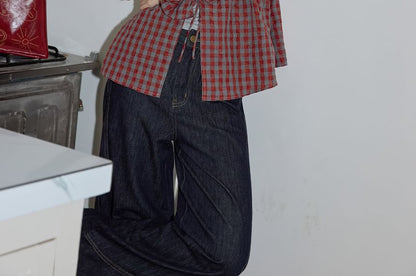 Two Piece Set: Cropped Halter Top and Gingham Ruffle Camisole