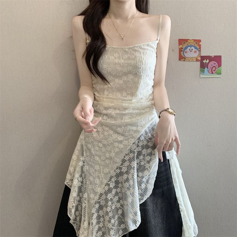 Floral Side Slit Lace Camisole Top
