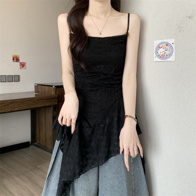 Floral Side Slit Lace Camisole Top