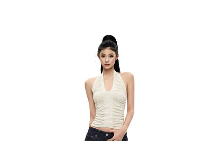 Halter Plain Ruched Top