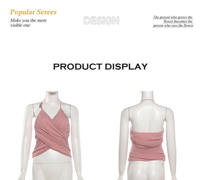 Ruched Wrap Halter Top in Solid Color