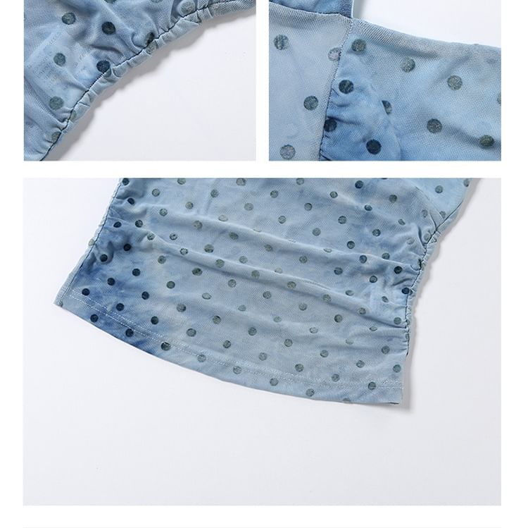 Halter V-Neck Dotted Top