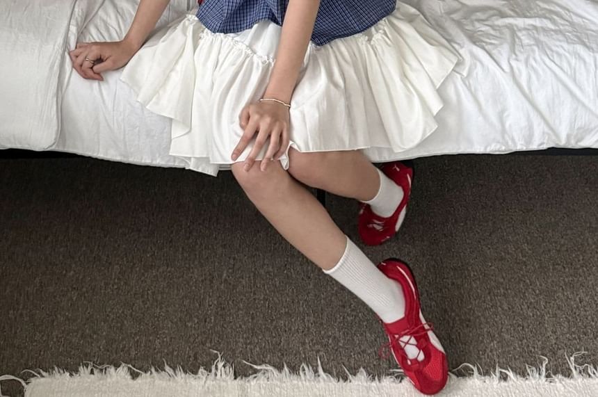 Short-Sleeve Peter Pan Collar Plaid Blouse