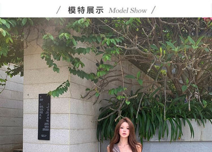 One-Shoulder Plain Knotted Top / Low Rise Midi A-Line Mesh Skirt