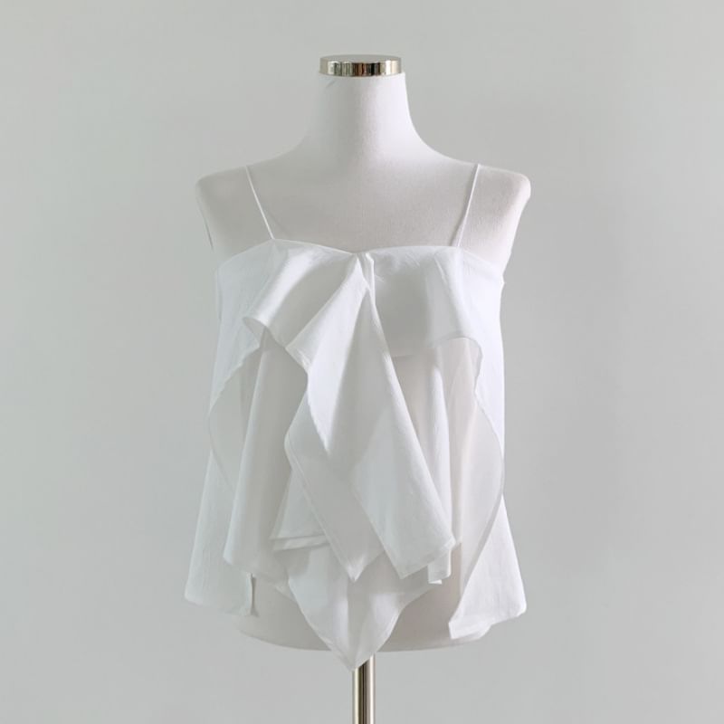 Plain Asymmetrical Ruffled Camisole Top