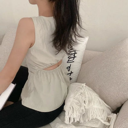 Sleeveless V-Neck Plain Ruched Top