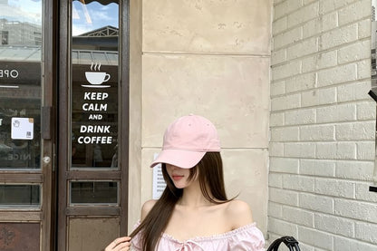 Short Sleeve Square Neck Plain Bow Ruffle Blouse