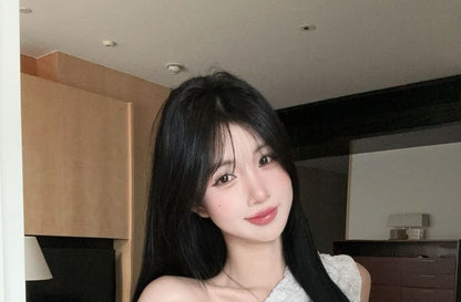 Sleeveless Asymmetrical Lace Crop Top