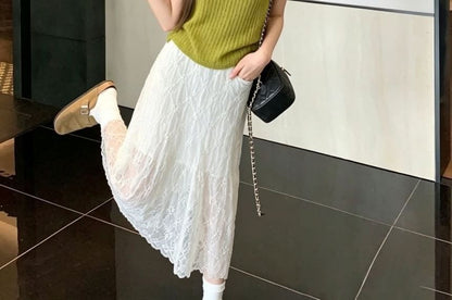 Collared Plain Knit Tank Top