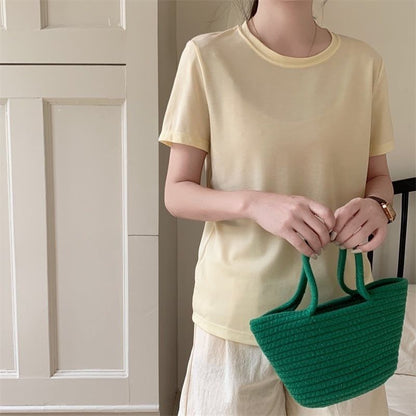 Short-Sleeve Crew Neck Plain T-Shirt