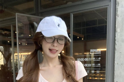 Short-Sleeve V-Neck Plain Slim Fit Crop T-Shirt