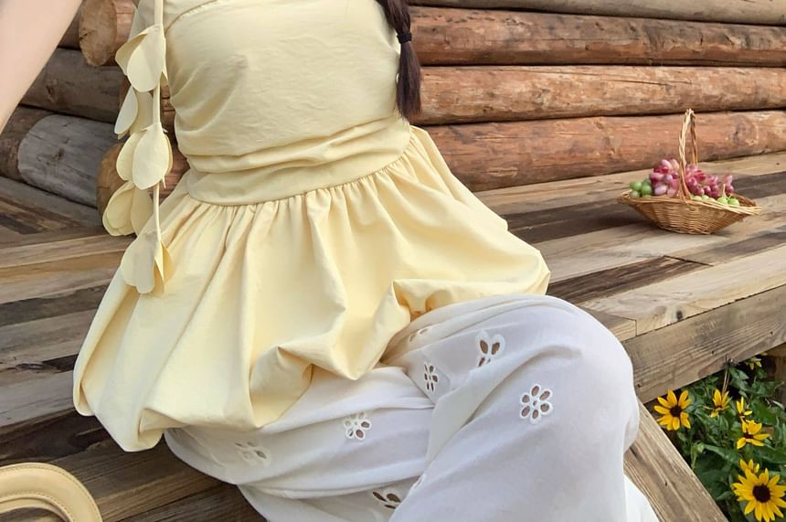 Strapless Plain Bubble Top / Strapless Plain Maxi A-Line Dress / Sash / Set