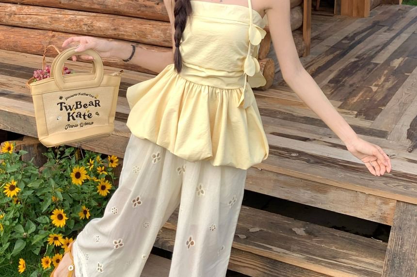 Strapless Plain Bubble Top / Strapless Plain Maxi A-Line Dress / Sash / Set