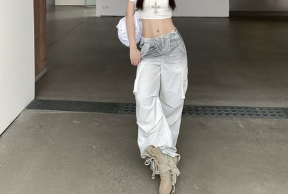 Short-Sleeve Cold Shoulder Scoop Neck Plain Crop T-Shirt