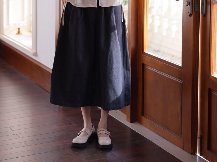 Elbow-Sleeve Notch Neck Plain Button Blouse