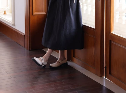 Elbow-Sleeve Notch Neck Plain Button Blouse