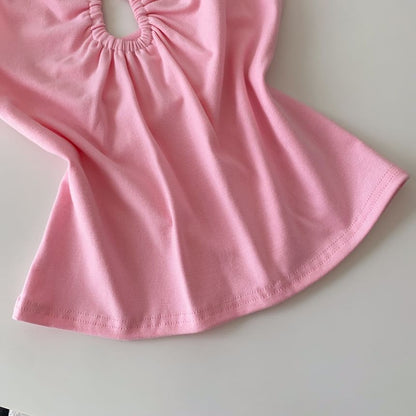 Halter V-Neck Plain Cutout Open Back Crop Top