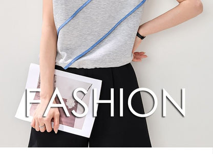 Short-Sleeve Collared Contrast Trim Cutout T-Shirt